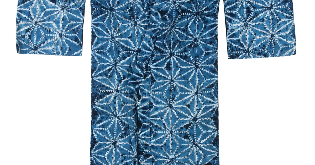 Long robe (nagagi), with hemp leaf pattern (asanoha) - AGSA Collection