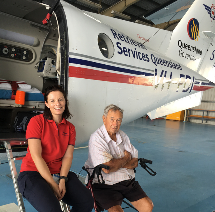 Rockhampton Flight Nurse Carolyn Overy with Ray Grace