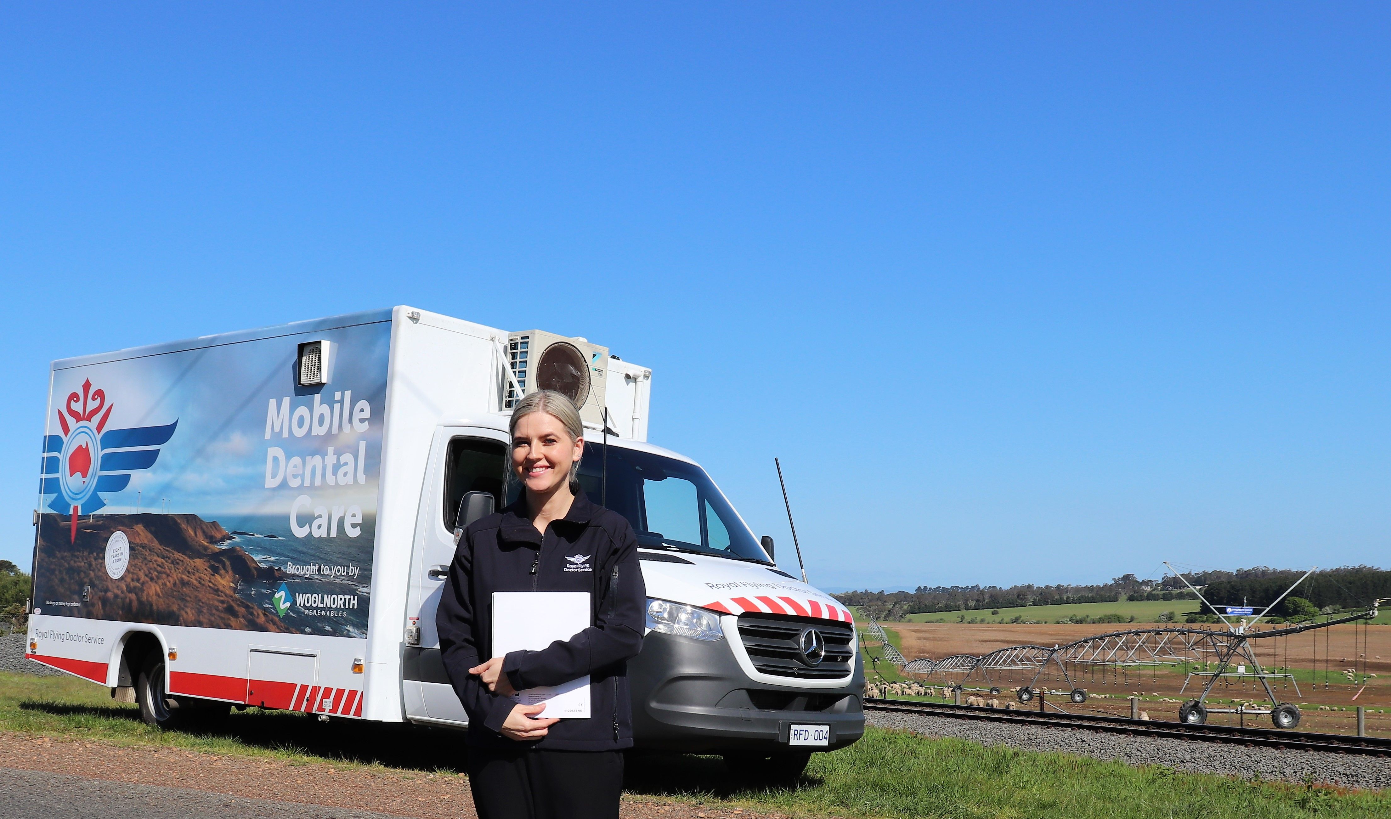 RFDS Dental Coordinator Chloe Reed with the Mobile Dental Van