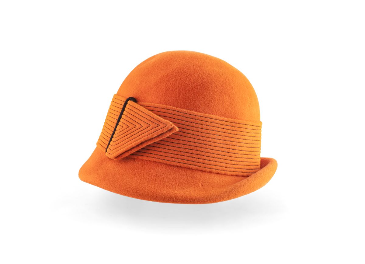 Orange cloche sale hat