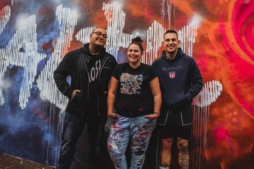 left to right: Thomas Readett, Elizabeth Yanyi Close and Shane Kooka