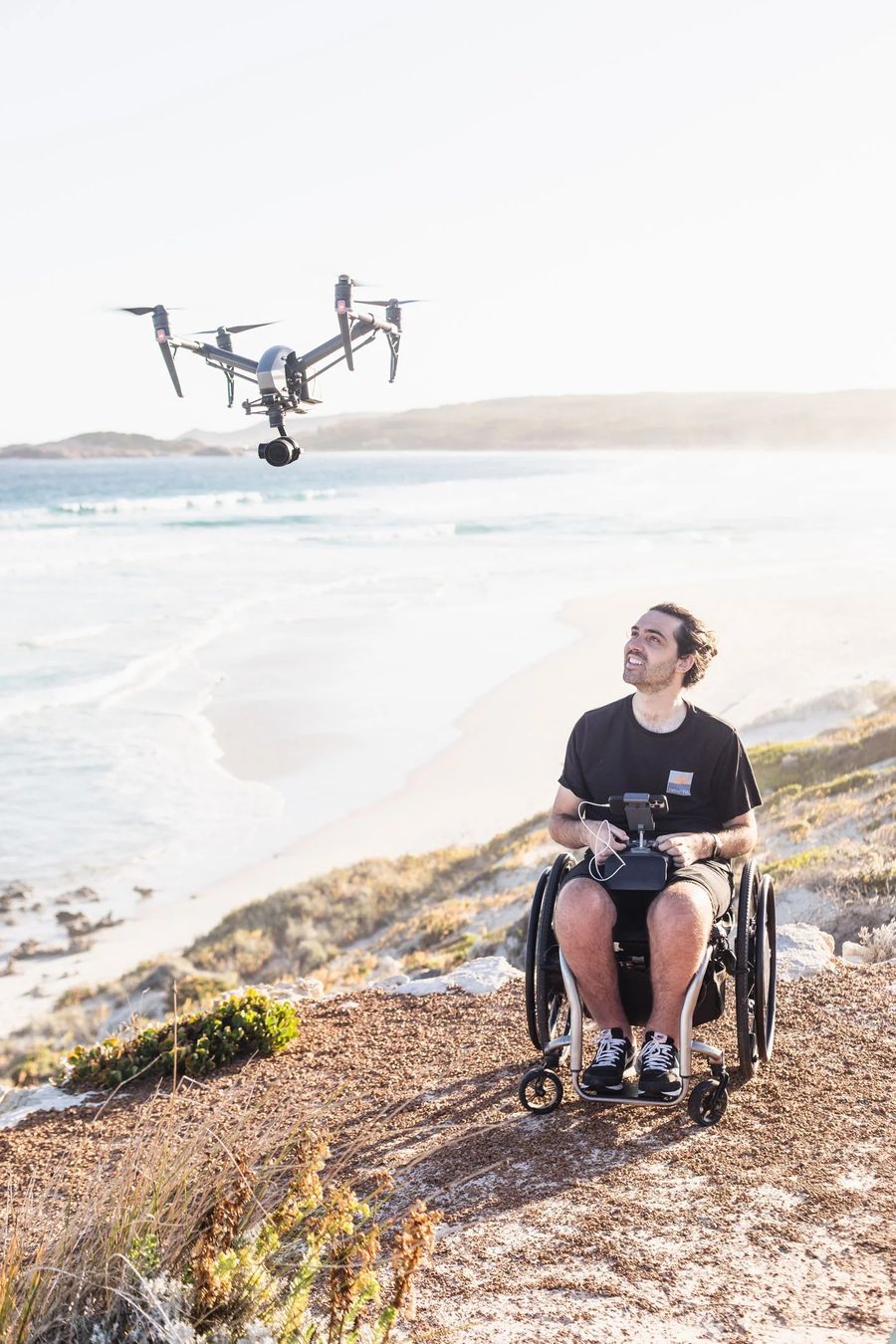 Jaimen at work with his drone on an Esperance beach