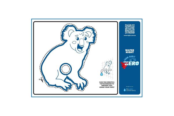 Thumbnail for the Water Night 2025 Resource -Kids Activities Koala Tap Guardian Colouring In