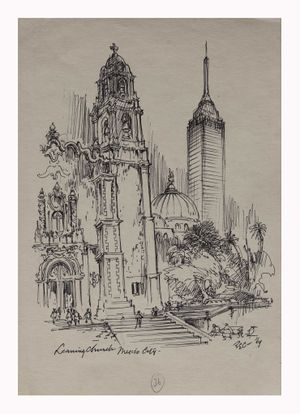 Image of Leaning church, Mexico City