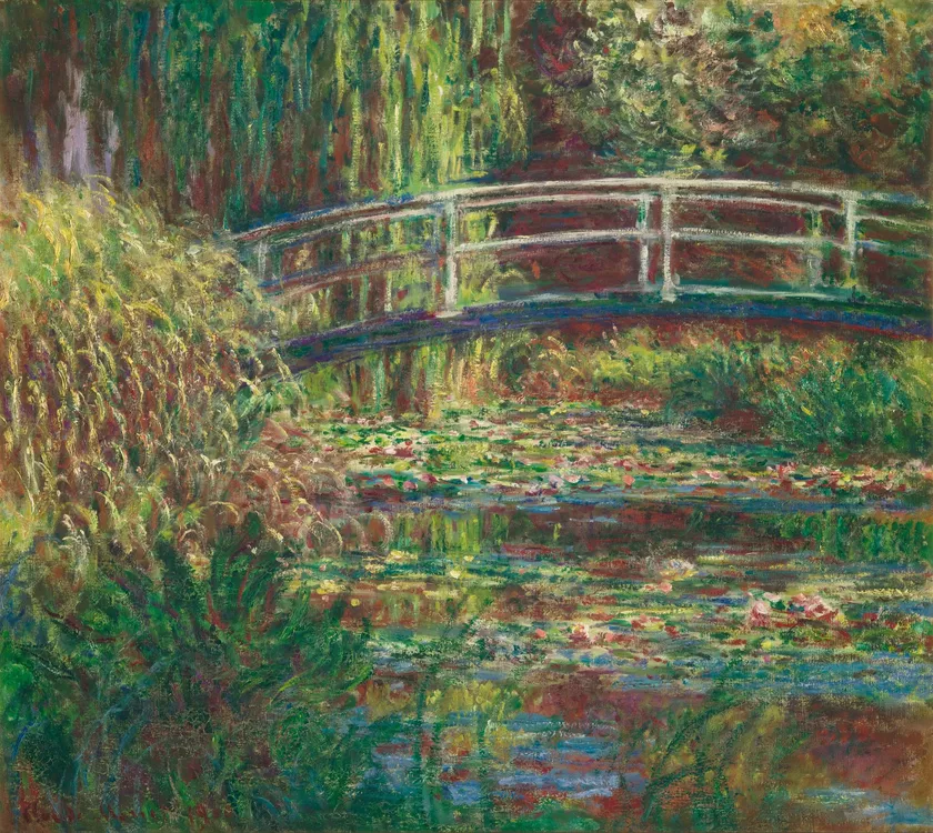 Impressionist painting of a garden pond by Claude Monet