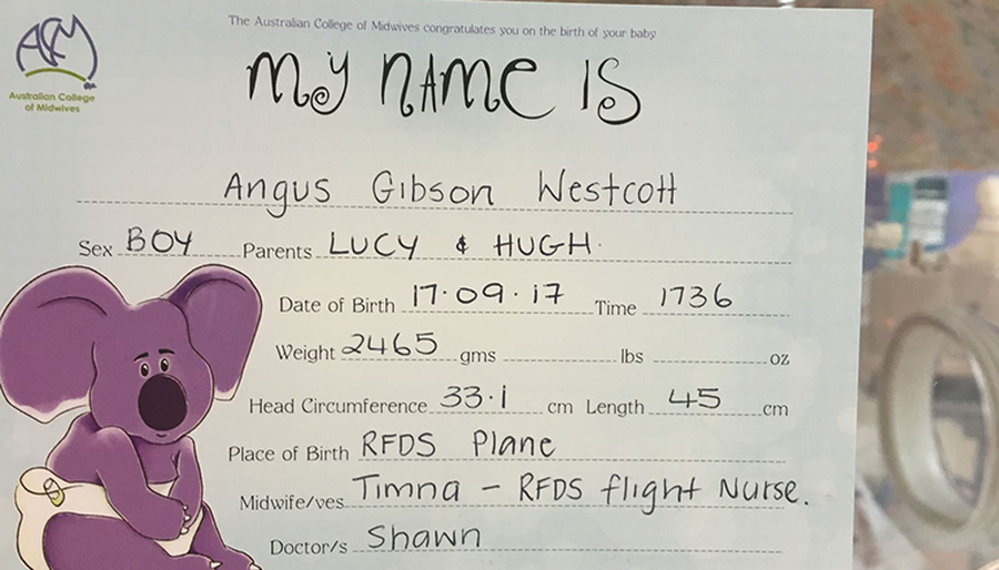 Angus Westcott birth card
