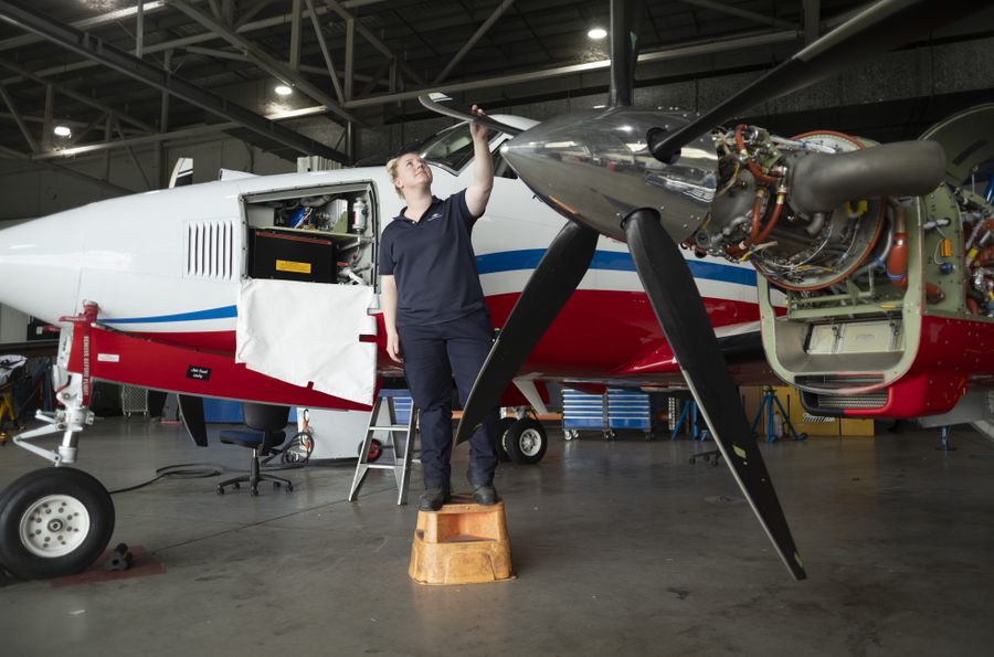 Cate working on an aircraft 