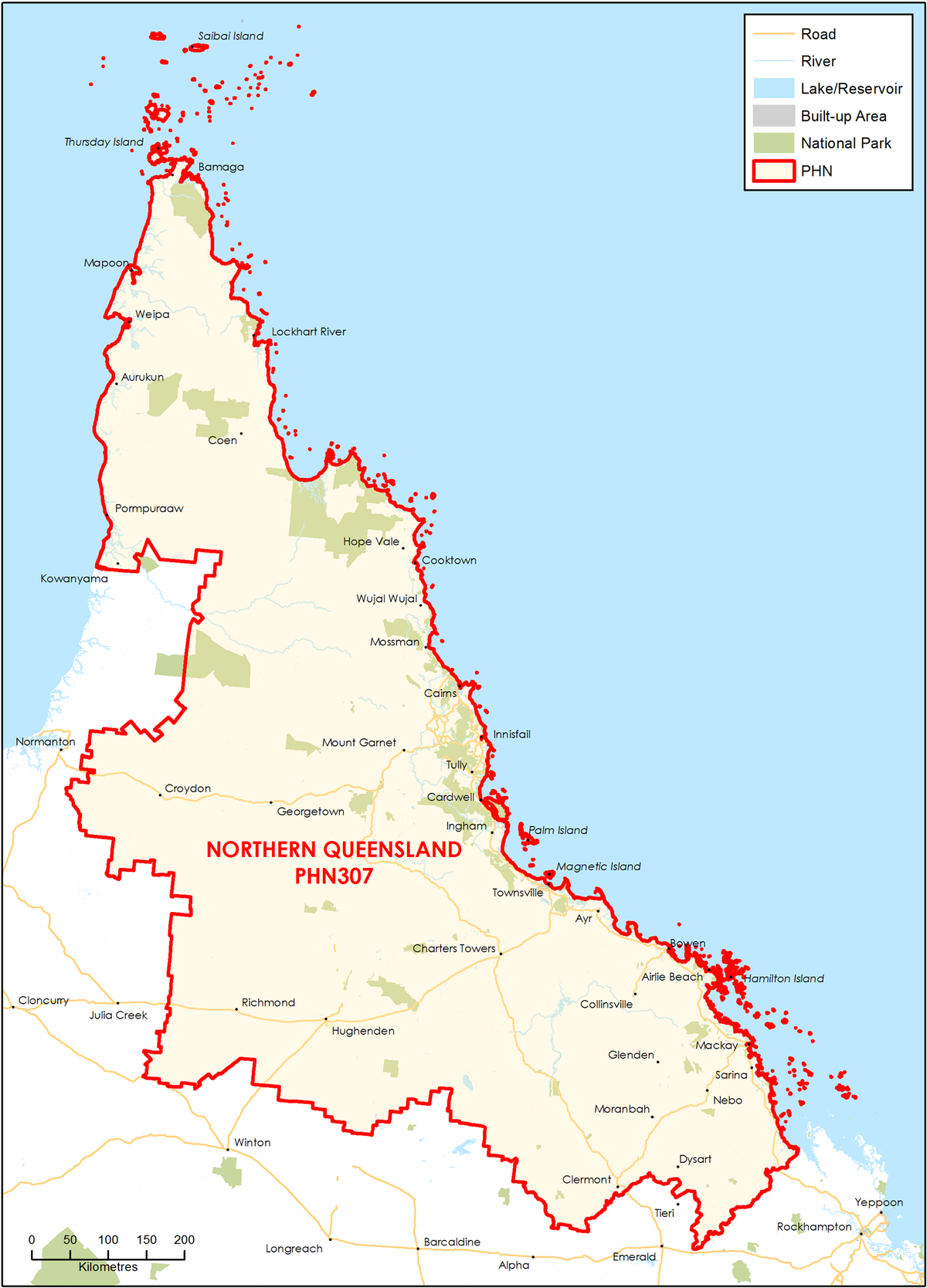 North Queensland PHN region map