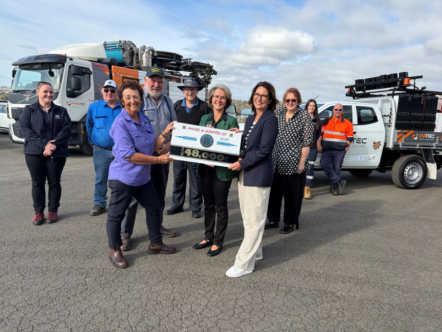 TTOOA present cheque to RFDS Tasmania for the 2026 Truck Run
