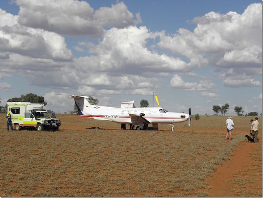 TJ and Kylie were surprised to see an ambulance turn up shortly after the RFDS plane landed