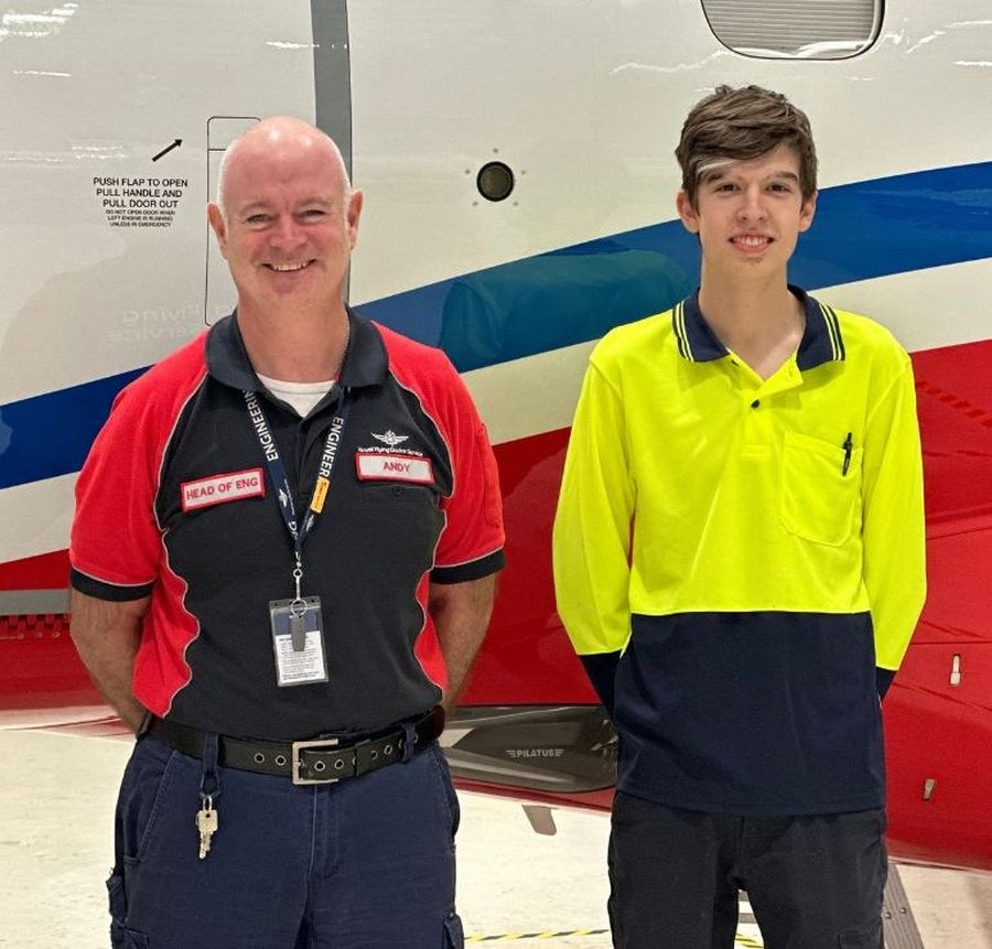 Head of engineering Andy with work experience student Harrison