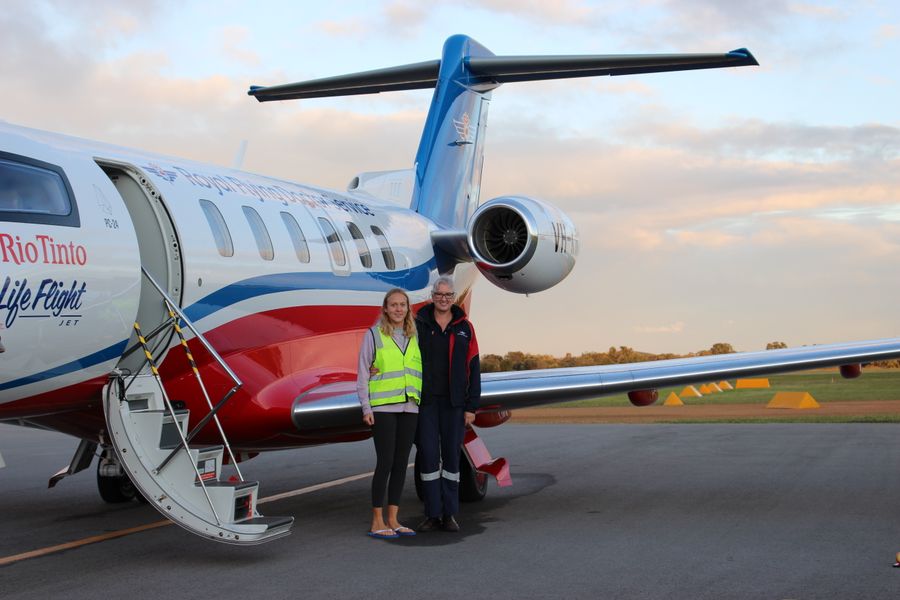 in front of plane