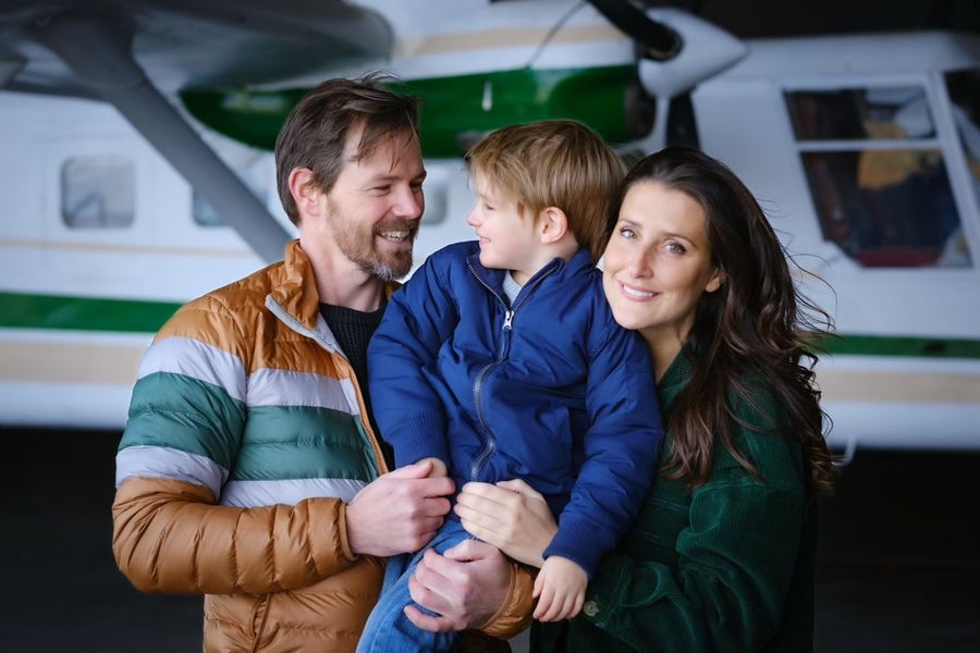 Ian Meadows with wife Ash Ricardo and Child