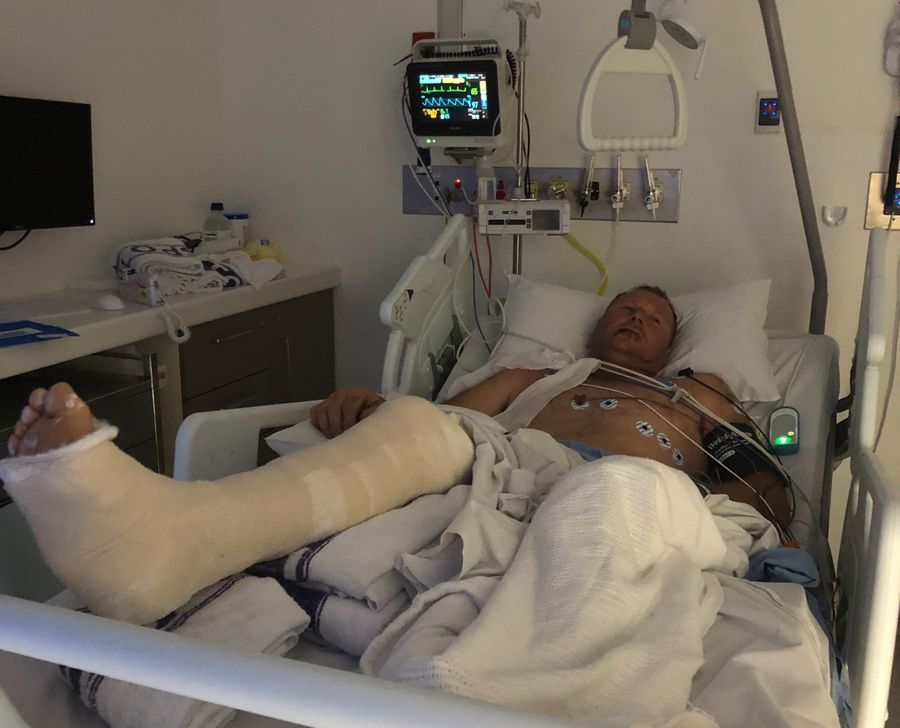 Phil sustained multiple injuries and spent many days in hospital after being crushed by a charging bull