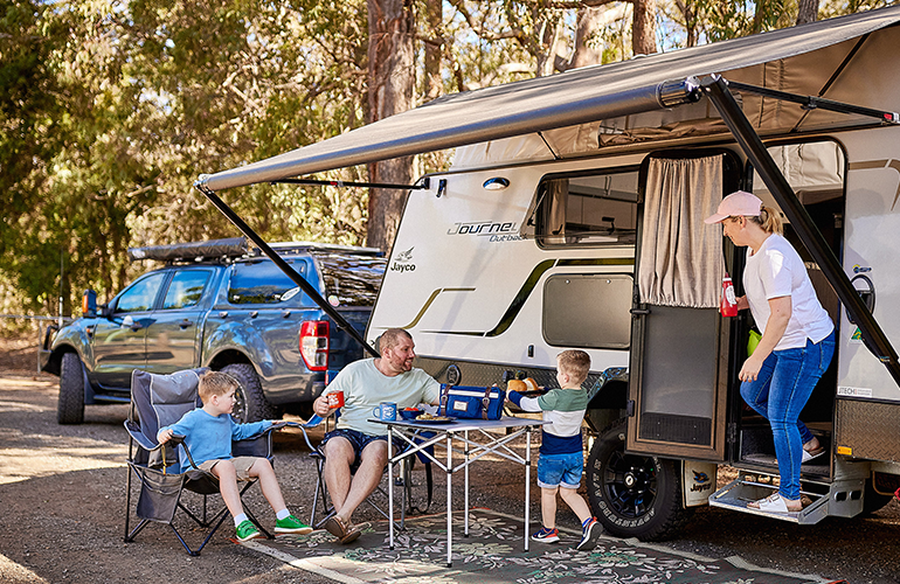 Camping in caravan
