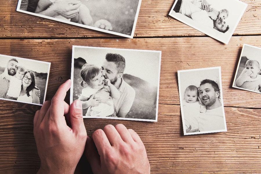 Photo collage of father and son