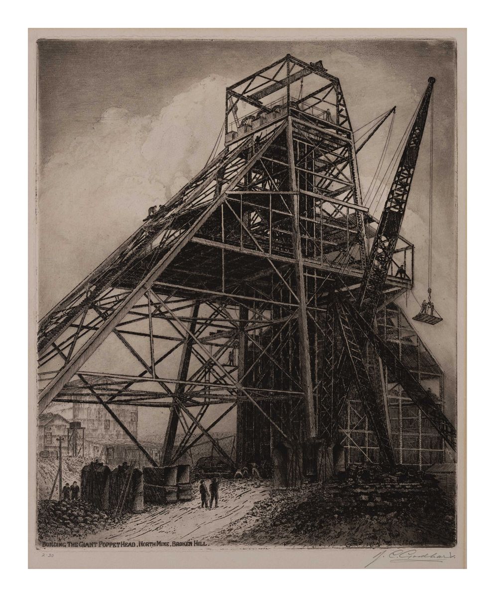 Image of Building the giant poppet head, North Mine, Broken Hill