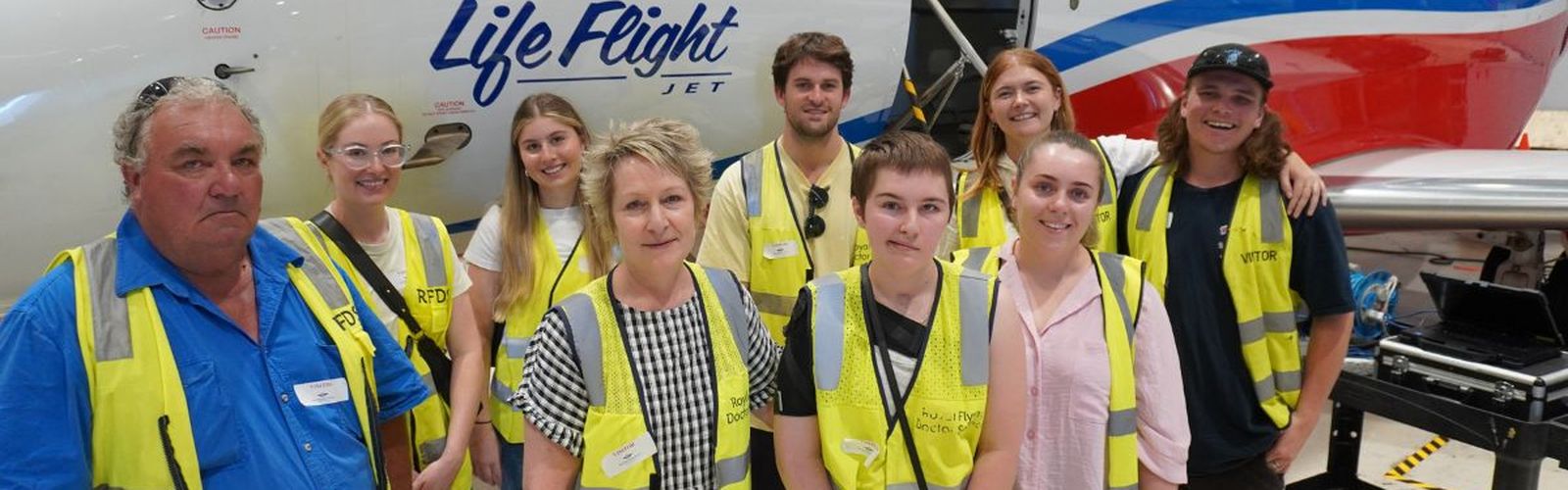Laura and her family in the RFDS WA hangar