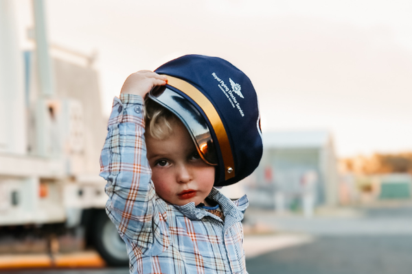 Fraser with pilot cap