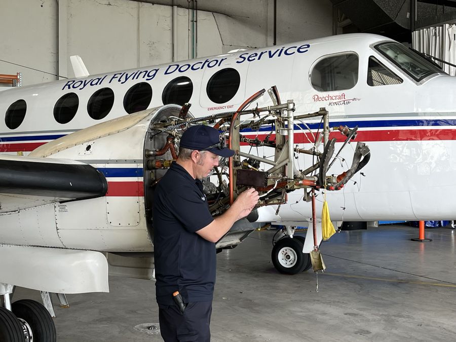 Damien working on aircraft 