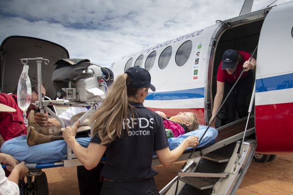 RFDS plane with patient being evacuated