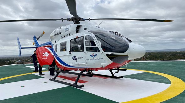 RFDS WA FMG Heli on FSH Heli pad