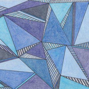 Various shades of blue triangles drawn in pencil