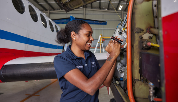 RFDS engineer in hangar