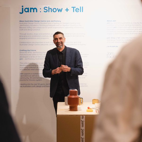 Brian Parkes, CEO of JamFactory, presenting at Australian Design Centre, August 2023