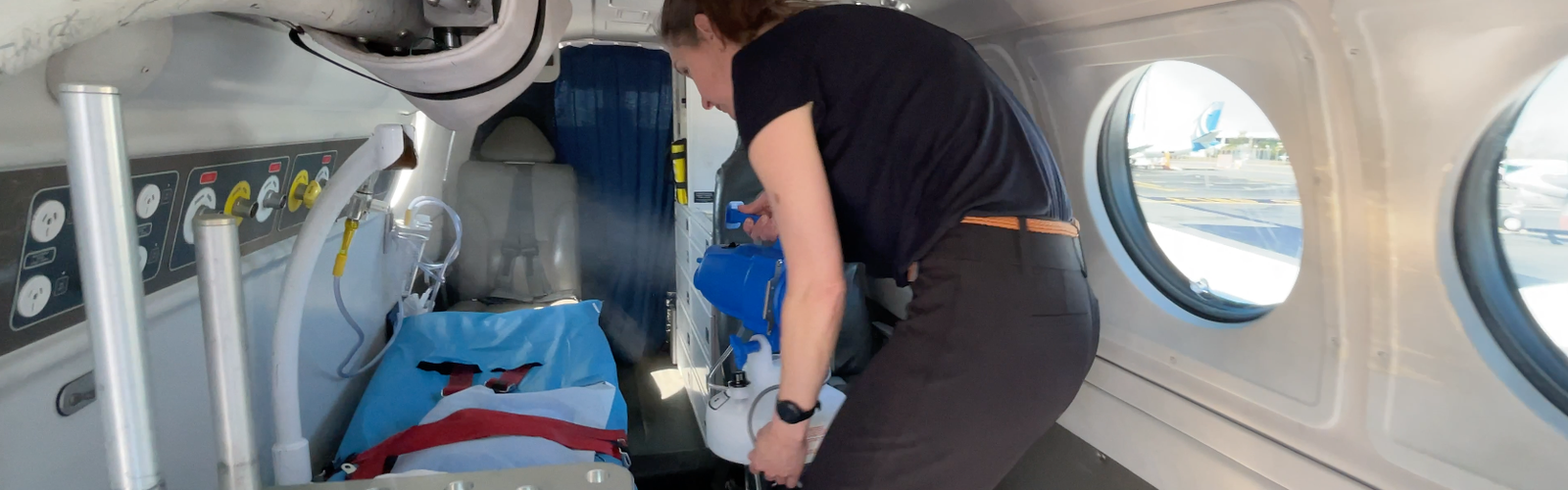 disinfecting medical aircraft