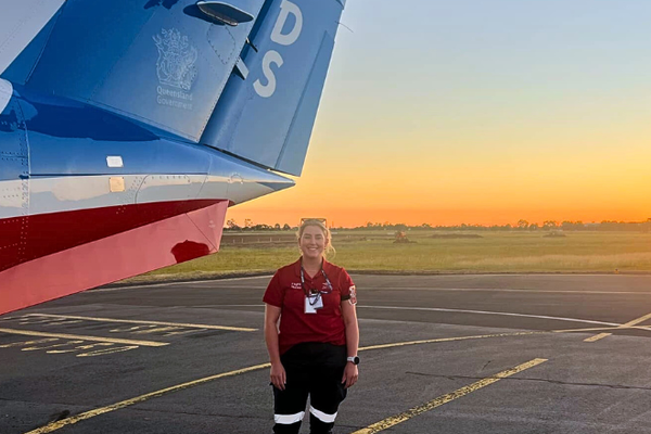 Abi in front of aircraft 