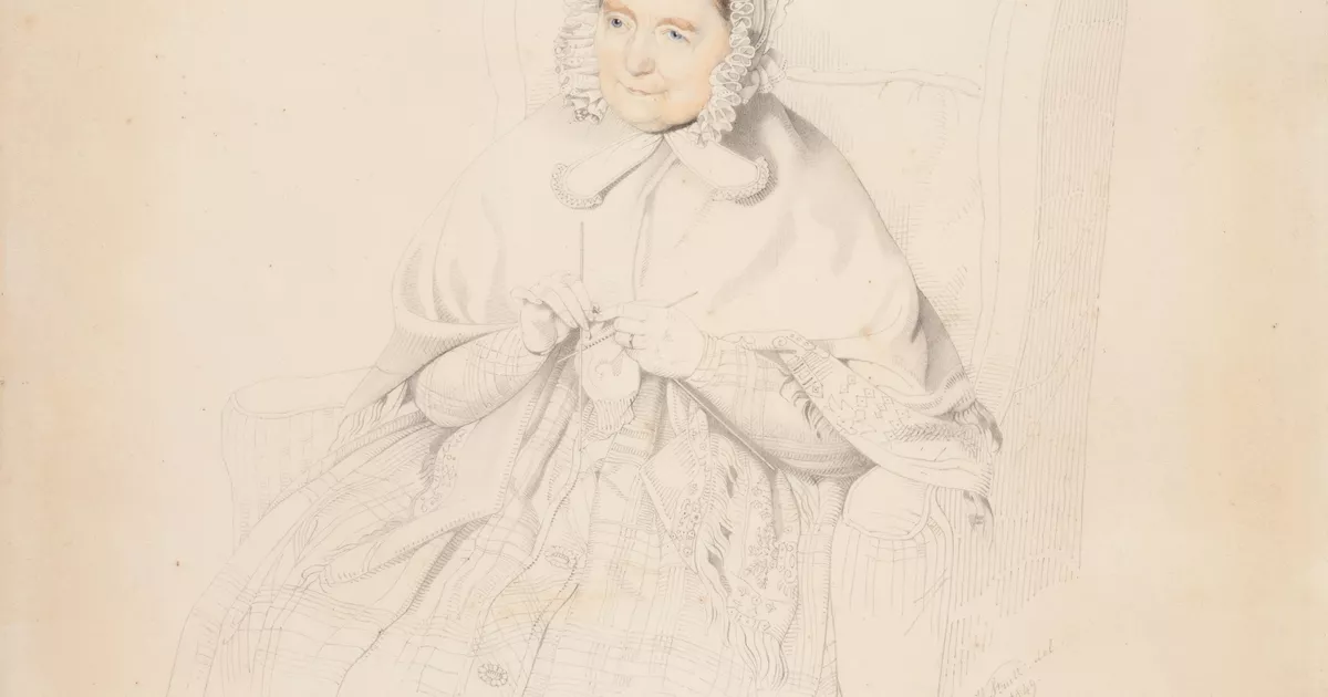 A woman knitting