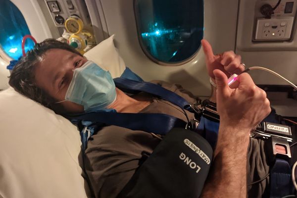 Melbourne man Edward McKinney was flown from Ulura to Alice Springs after being bitten by a brown snake