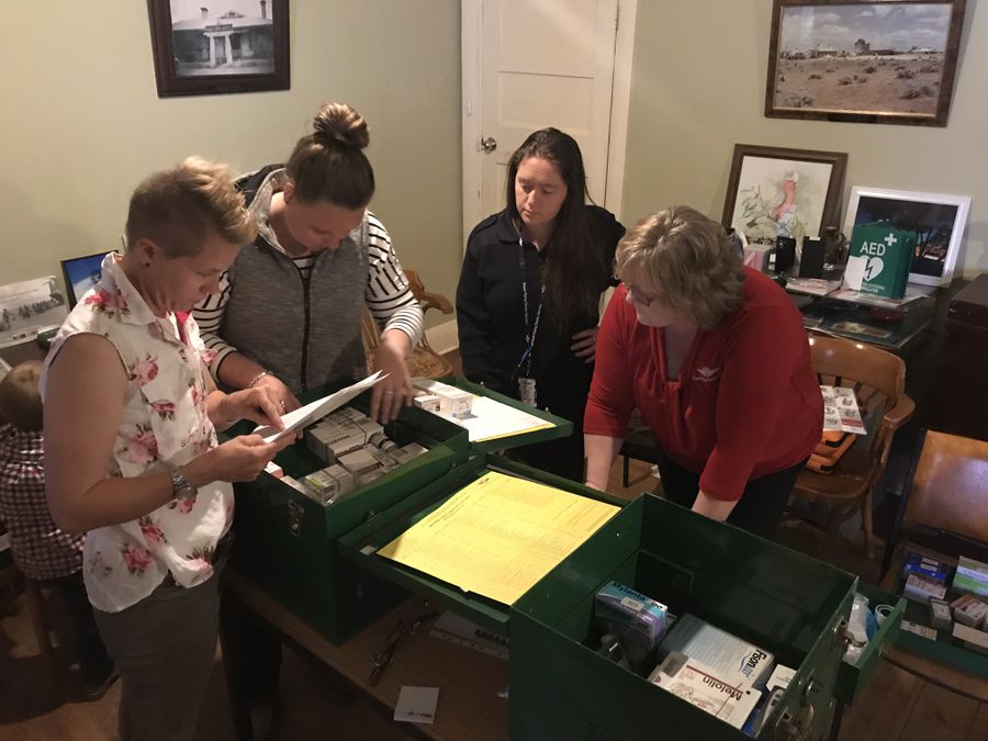 Checking the medical chests! 