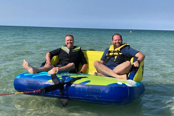 Adam (right) and Bryce shortly before the accident