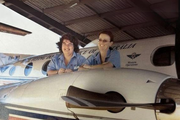 Dr. McConnell in the 2000s on an aircraft