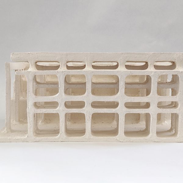 White ceramic architectural model of Cameron Offices