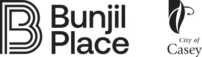 A logo featuring a large capital B and the words Bunjil Place