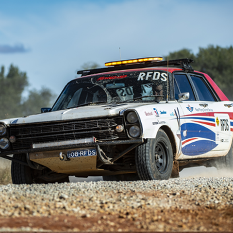 Team RFDS “1967 Ford Galaxy” proudly sponsored by Textron Aviation cruising in the outback
