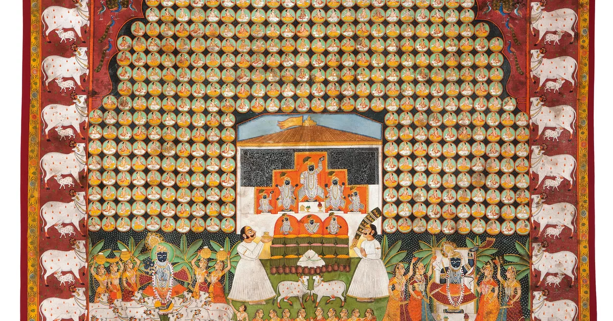 The Mountain of Food (Annakut), with genealogical tree - AGSA Collection