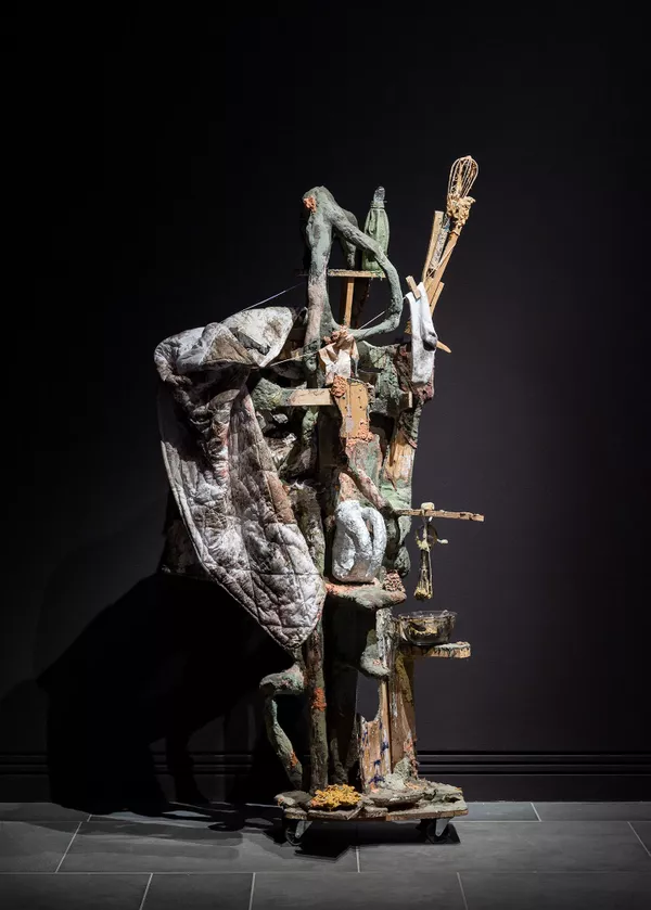 installation view: Ramsay Art Prize 2021 featuring Smudging Day (Family Grime) by Nabilah Nordin, 2020; Art Gallery of South Australia, Adelaide; photo: Saul Steed.