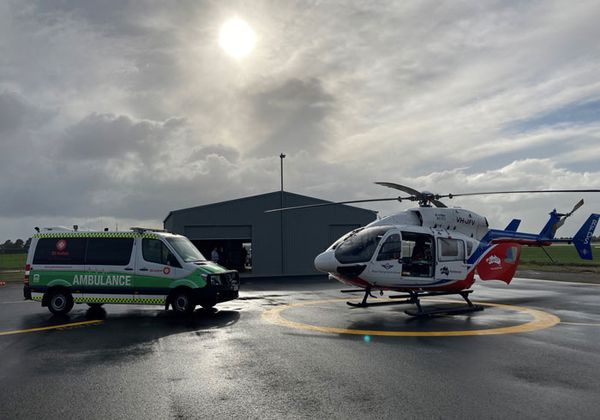 RFDS helicopter and ambulance