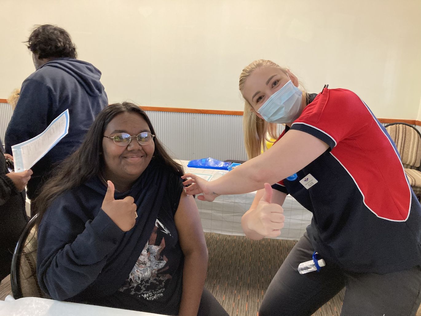 Indigenous Australian in the Kimberley gets vaccinated for COVID19