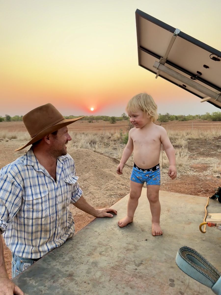 Jack and Lachlan on the farm
