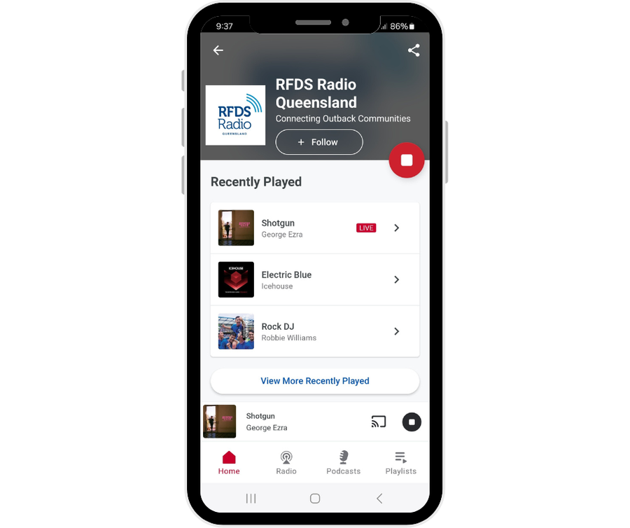RFDS Radio Queensland on phone