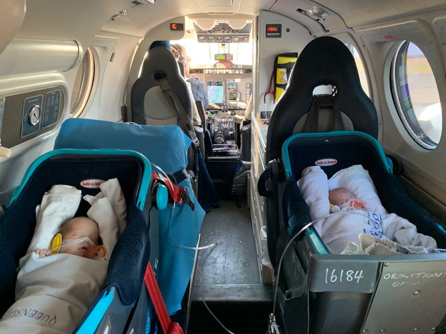 Zoe and Nicole on board an RFDS aircraft
