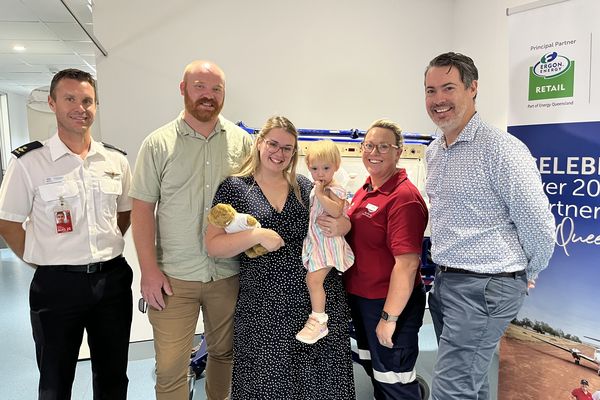 Bundaberg mum reunited with RFDS crew
