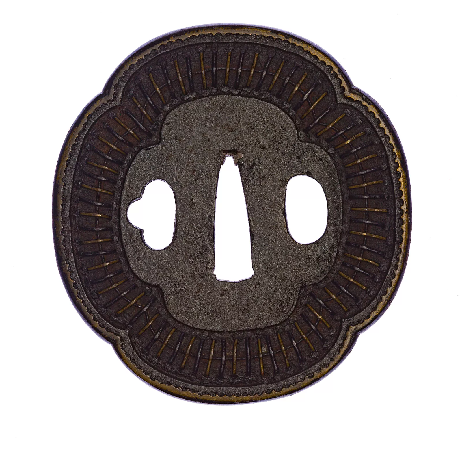 史上最も激安 pattern centipede Tsuba, (mukade-zogan) lacing by created 工芸品