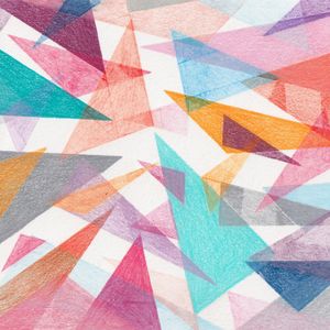 Colourful overlapping triangles drawn in pencil