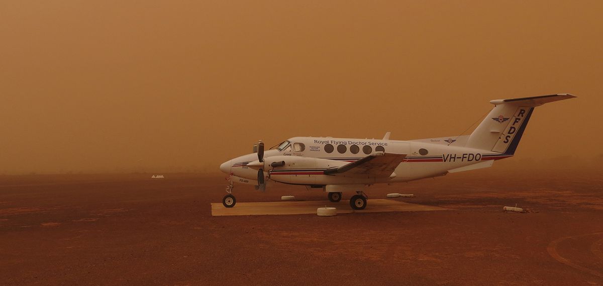 RFDS aircraft in dust storm